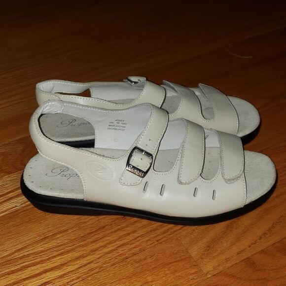 Propet Cream Leather Slingback Sandals - Picture 1 of 6